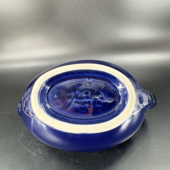 Fiesta Footed Gravy Boat Sauce Boat Cobalt Blue Vintage Ceramic Kitchenware VTG - Picture 9 of 15